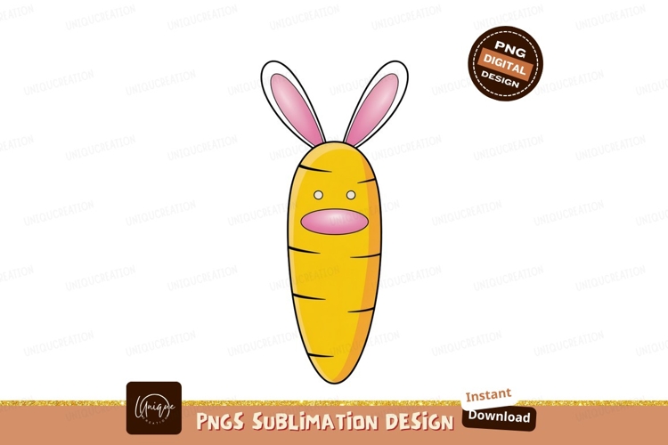 Yellow carrot with pink bunny ears image
