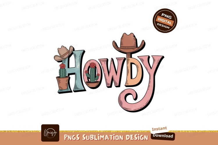 Western Cowboy Howdy Cactus Floral Hat image