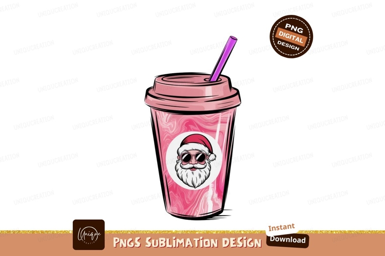 Pink Santa Drink Cup straw