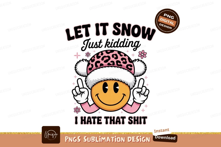 Smiley face wearing leopard print santa hat image
