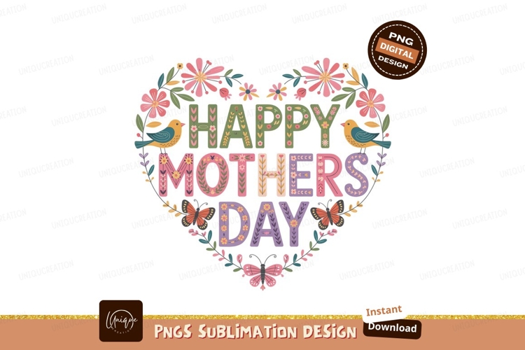 Floral heart happy mothers day greeting image