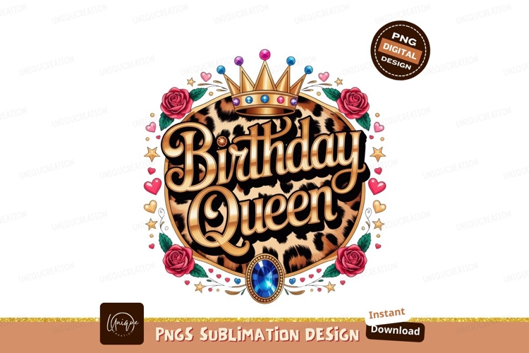 Birthday Queen Crown Roses Leopard image
