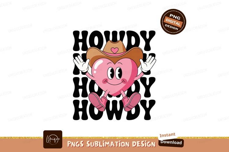 Pink heart character wearing cowboy hat image