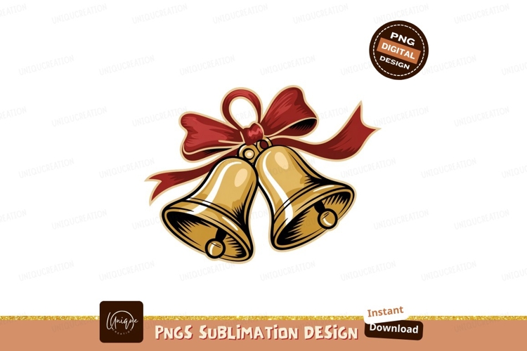 Golden Bells With Red Ribbon festive