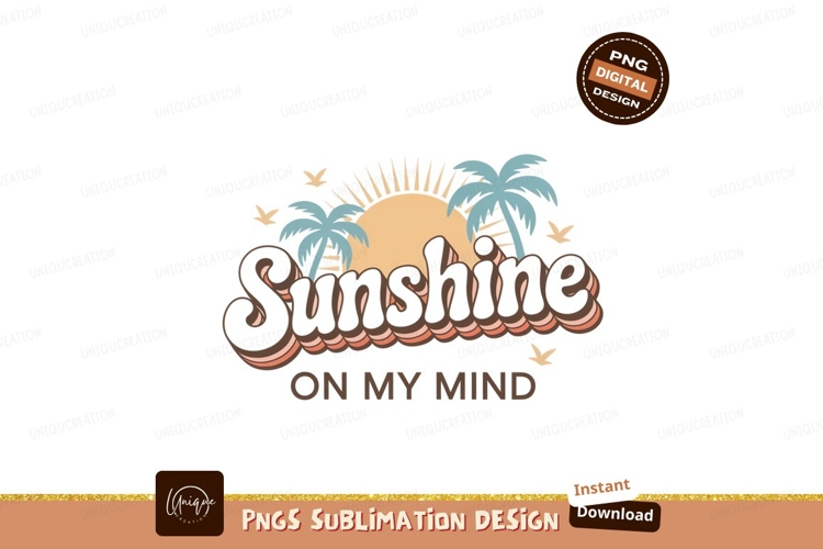 Retro Sunshine Palms Birds image