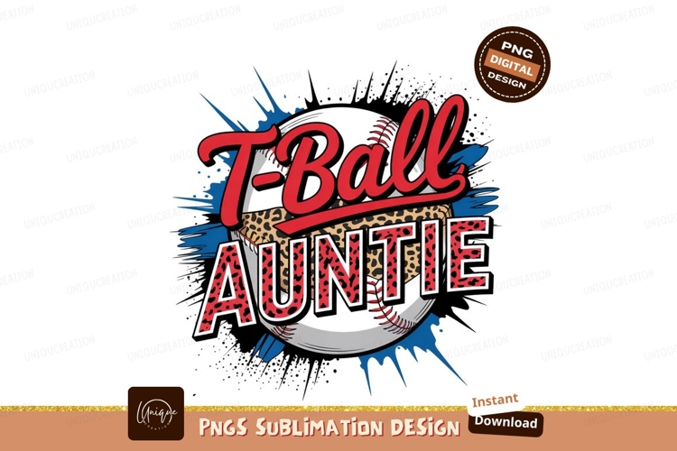 Tball Auntie Leopard Print Design Sublimation PNG