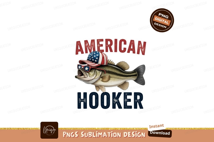 Bass Wearing American Flag Hat And Sunglasses fish