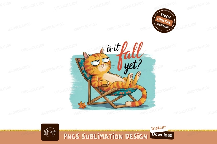 Grumpy cat relaxing waiting for autumn orange striped