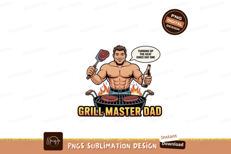 Muscular man grilling steaks with beer barbecue
