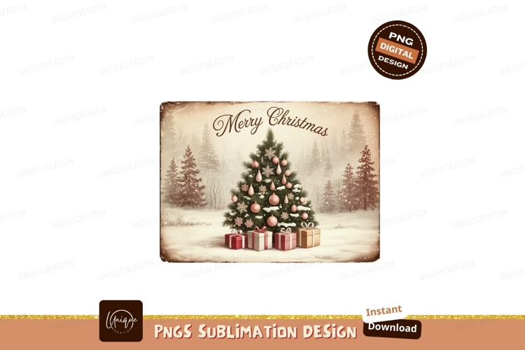 Snowy Christmas Tree With Presents gifts ornaments