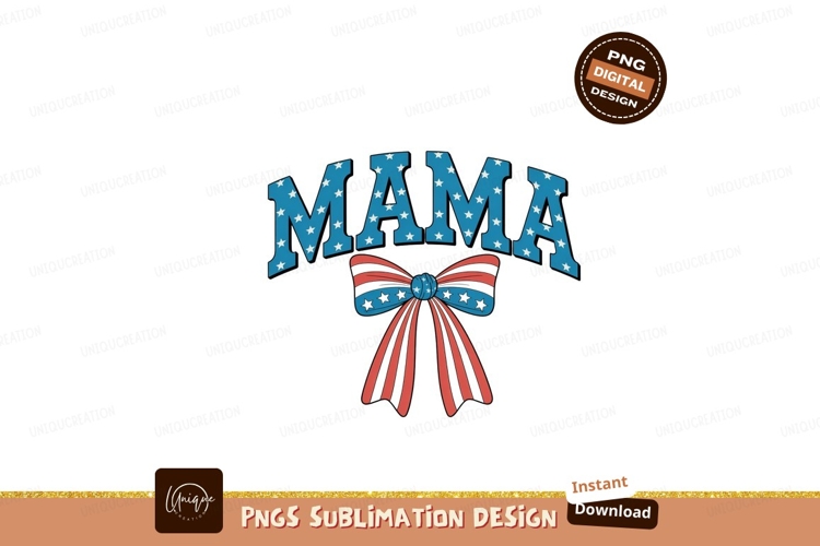 Mama patriotic stars bow image