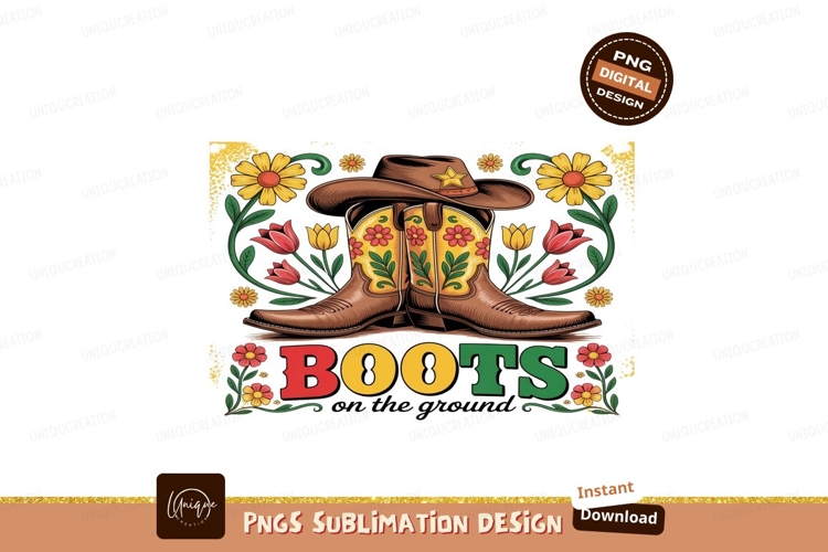 Cowboy boots and hat with flowers western