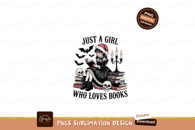 Format: Title: Goth girl reading book with skulls and candle example image 1