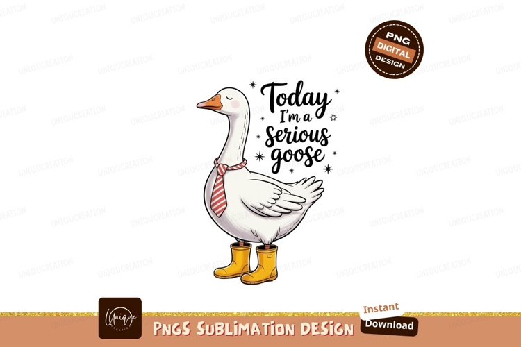 White goose wearing red striped tie and yellow boots