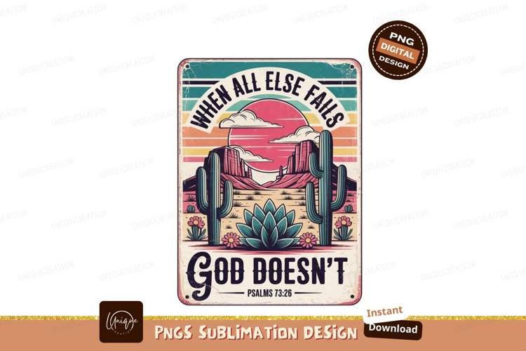 Desert Sunset Faith Quote cacti mountains example image 1
