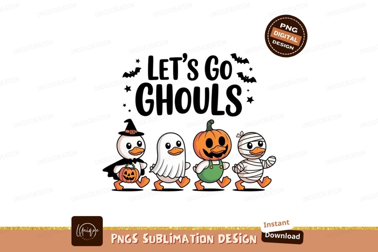 Cute ducks dressed for Halloween costumes pumpkin