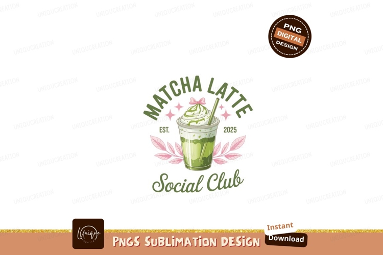 Green matcha latte with pink accents drink beverage