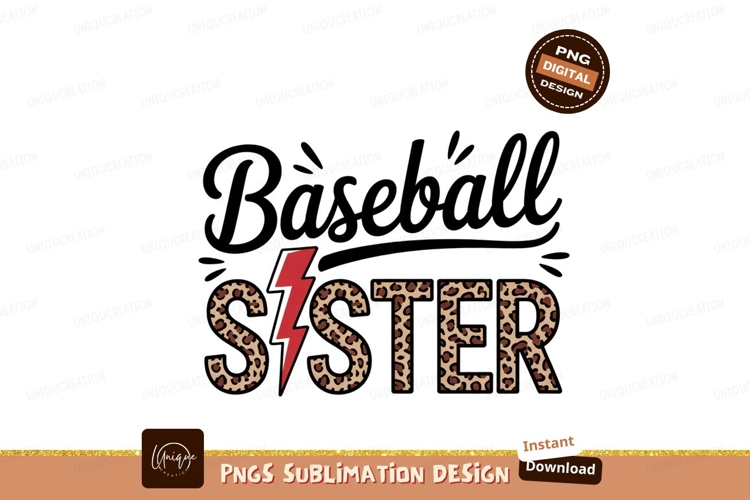 Baseball Sister Leopard Print Sublimation Png