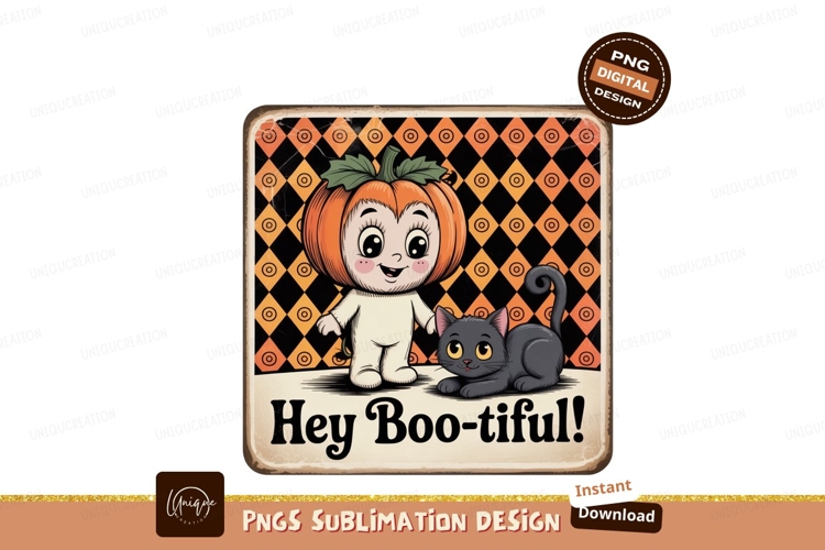 Cute pumpkin child and black cat Halloween costume