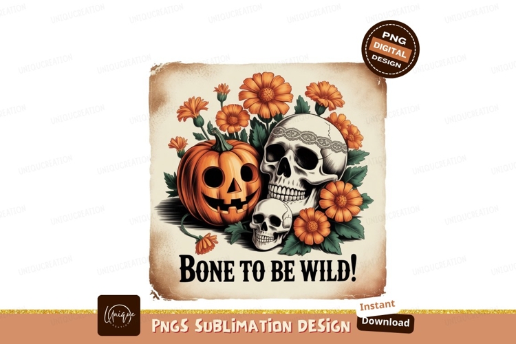 Halloween skulls pumpkin flowers orange