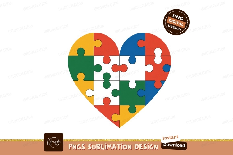 Colorful heart puzzle pieces autism awareness