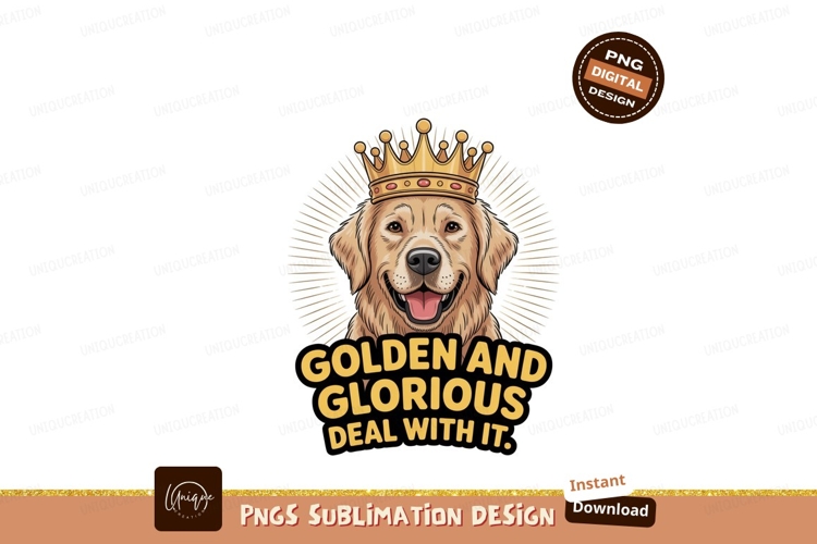 Golden dog wearing crown retriever royal