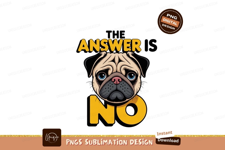 Pug face with yellow text animal cute example image 1