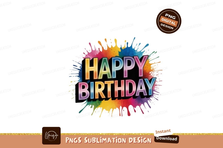 Colorful Happy Birthday Celebration Splatter image