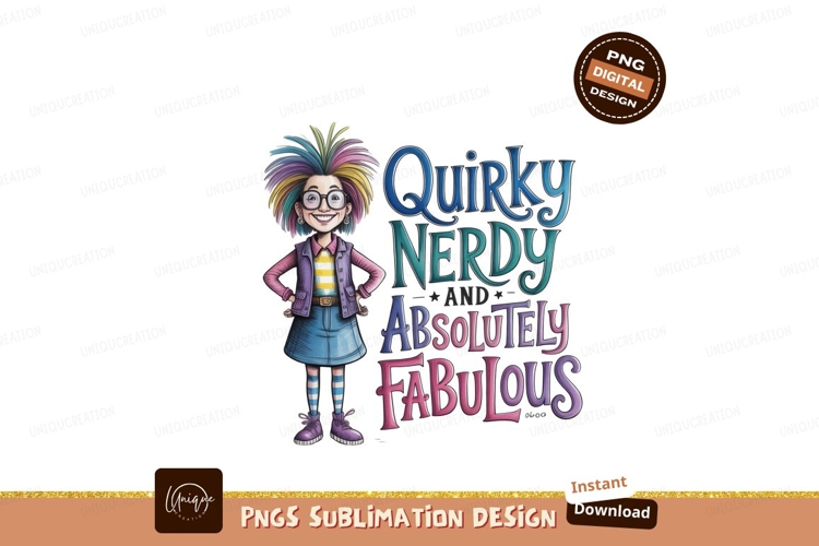 Quirky nerdy absolutely fabulous girl colorful
