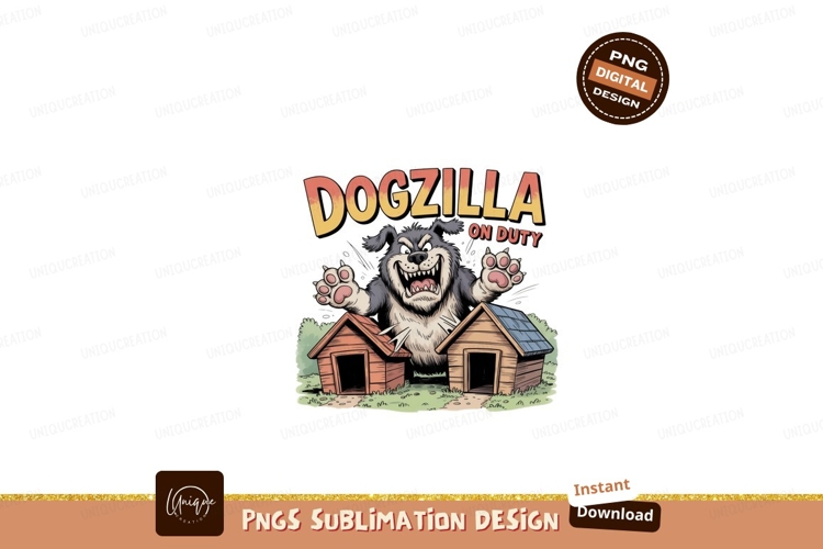 Angry dogzilla with dog houses image