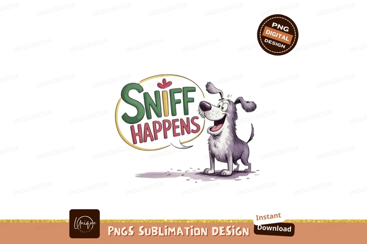 Cartoon dog with speech bubble text