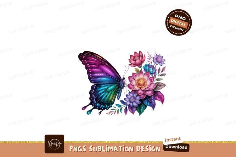 Vibrant butterfly with floral arrangement dahlia blackberry