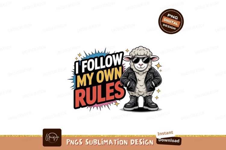 Format: Title: Sheep Following Own Rules sunglasses