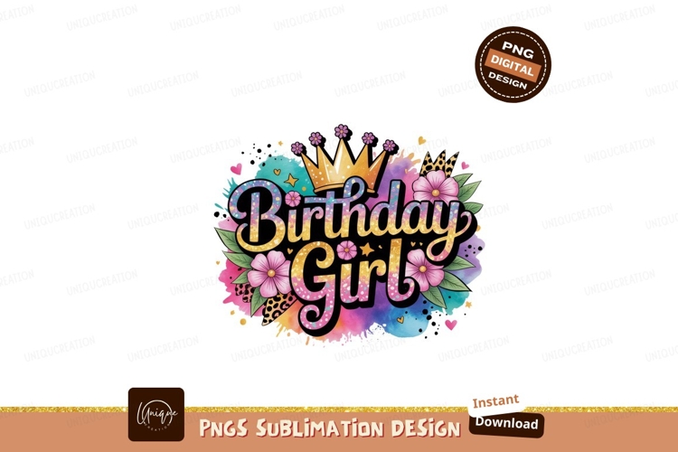 Birthday Girl Crown Flowers pink