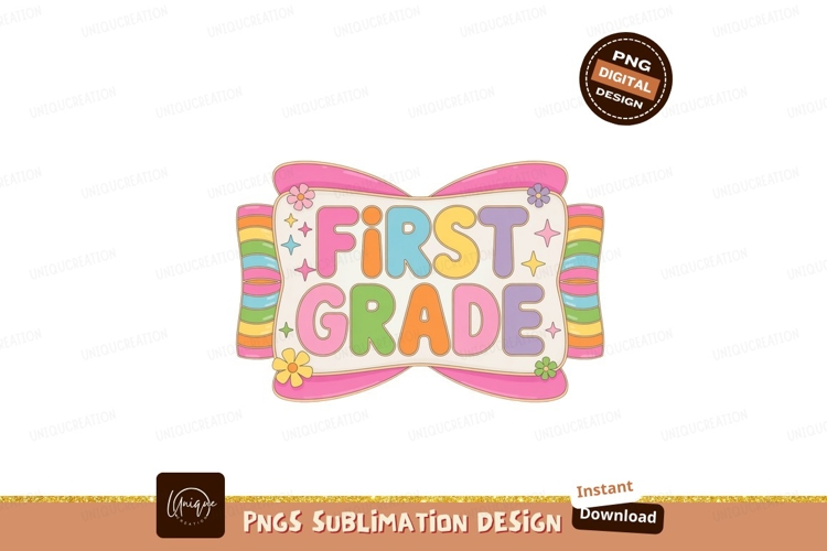 Colorful First Grade Ribbon education school