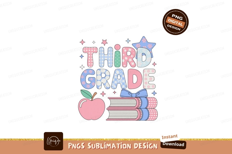 Third grade school books and apple image example image 1