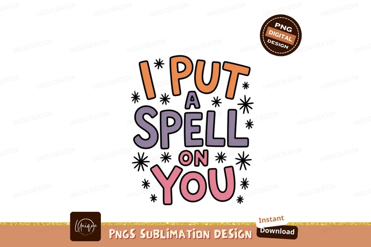 Spell You Orange Purple Pink Text magic witch