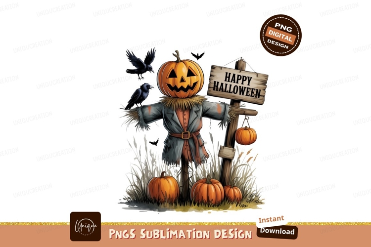 Jack O Lantern Scarecrow Crows Pumpkins Halloween jackolante