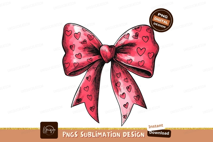 Pink Heart Bow ribbon hearts