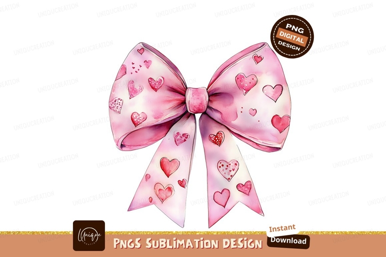 Pink bow with hearts ribbon romantic