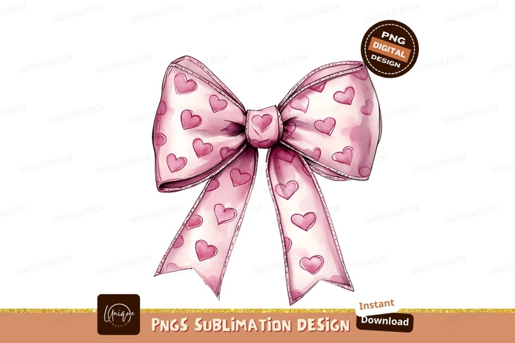 Pink Heart Bow ribbon hearts