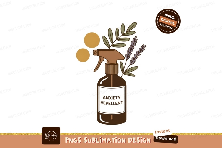 Anxiety repellent spray with botanical elements bottle