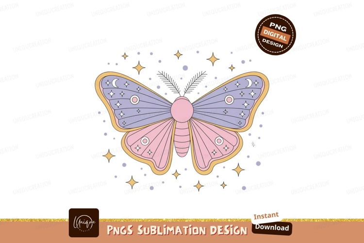 Celestial Moth With Stars And Moons pastel