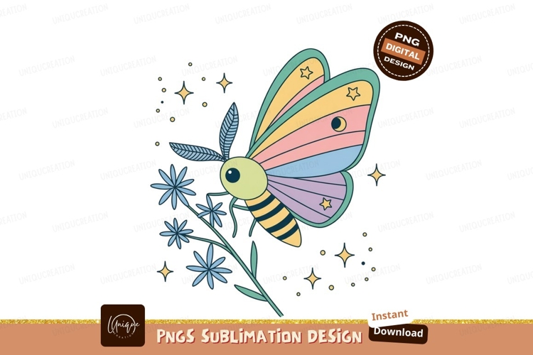 Pastel moth celestial flower stars