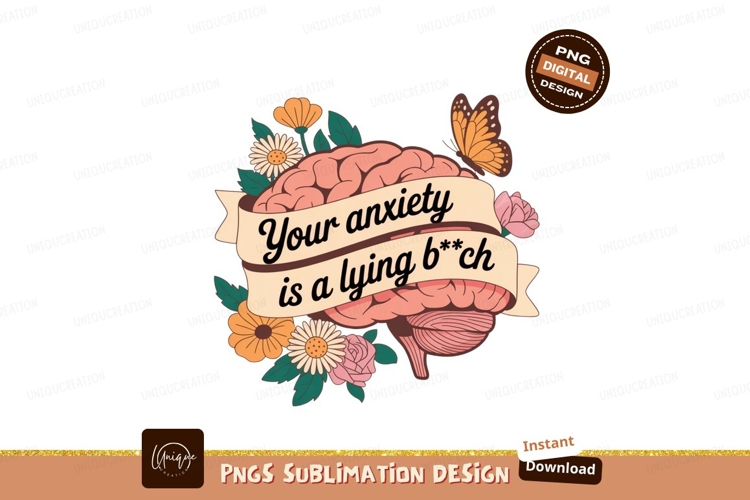 Brain flowers butterfly banner anxiety