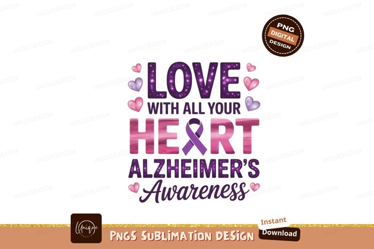 Love Heart Alzheimer Awareness purple