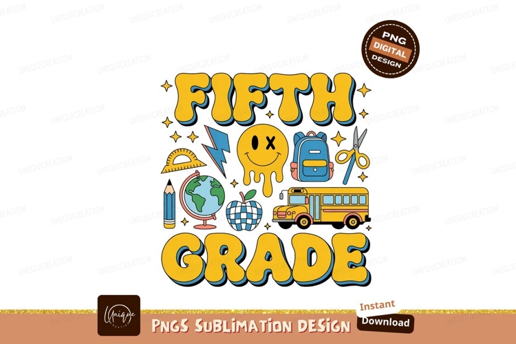 Retro Fifth Grade School Supplies image