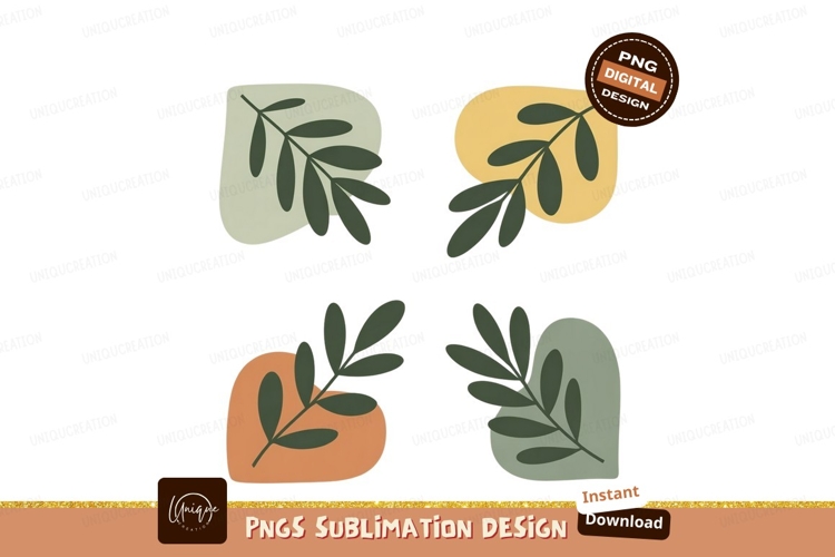 Abstract botanical shapes leaves green