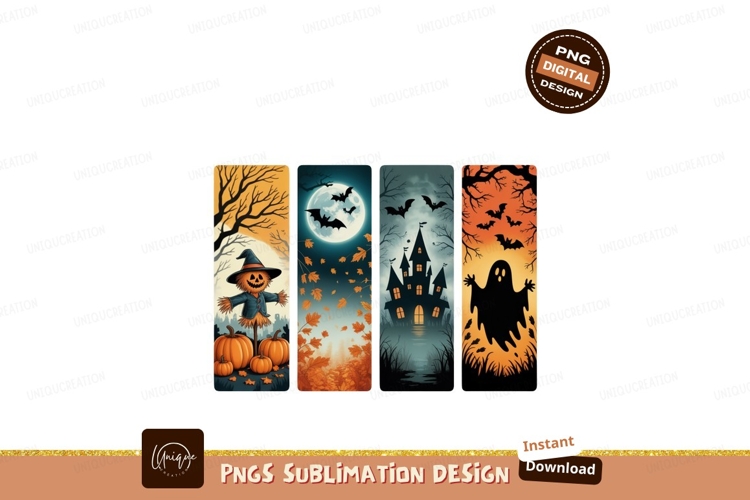 Halloween scenes scarecrow bats haunted castle ghost