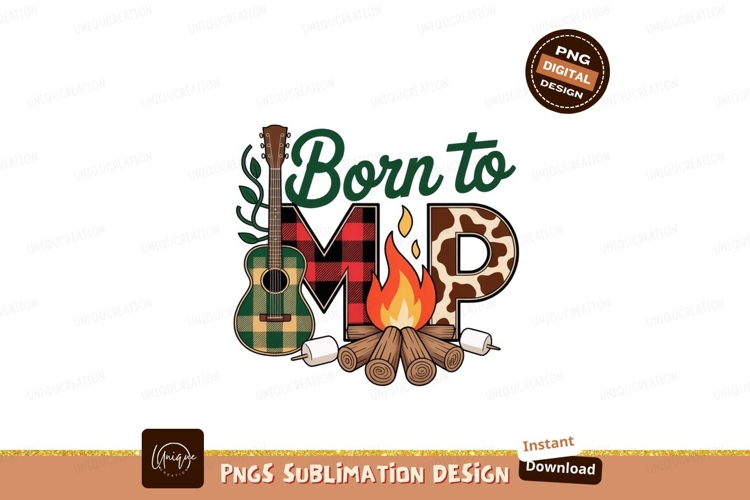 Guitar campfire marshmallows plaid cowprint image